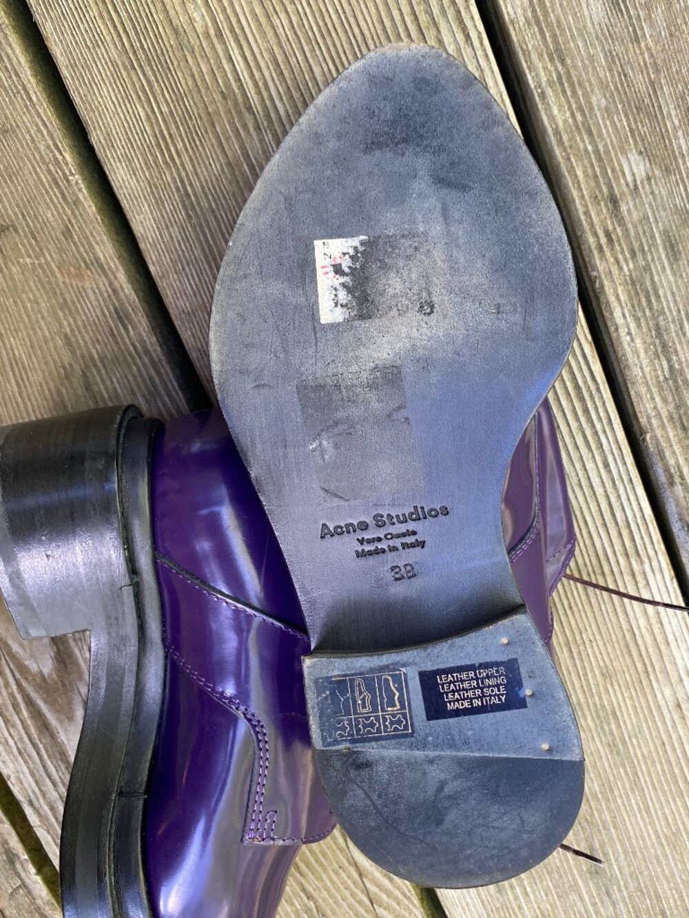 ACNE Studios Purple Leather Patent Lark Oxford Pointy Shoes -Size 38 Euro/8 USA - Picture 6 of 8